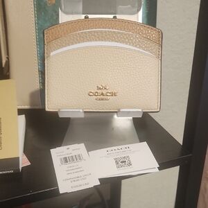 Coach Cream and Tan Card Holder